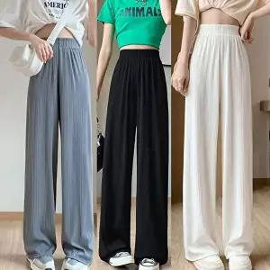 여자여름팬츠 플리츠 쿨링 바지 여자 쿨 시원한 일자핏 밴딩 팬츠