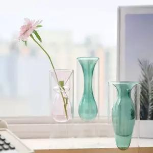 웨이브라인 유리 화병 세트 3종 아크릴 인테리어 소품 거실 꽃병