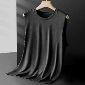 러닝 조끼 남성용 아이스 실크 탱크 탑 메쉬 퀵 드라이 민소매 티셔츠 와이드 숄더 플러스 사이즈 스포츠 피트니스 여름