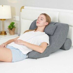 침대 등받이쿠션 요추 조절 높이 경사대 허리베개 받침대 삼각