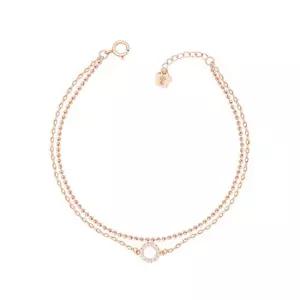 여자팔찌 14K 라운드 볼 큐빅 체인 로즈골드 두줄 금 팔찌 팔찌선물