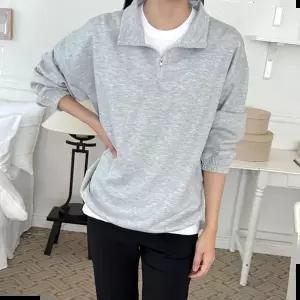 캐주얼티셔츠 여자 반집업 손목밴딩 맨투맨 긴팔 면 티셔츠 봄 가을