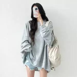 여성 남여공용 9컬러 빅 박스 무지 맨투맨 티셔츠 긴팔티 커플티 -WTS0587- 봄 가을