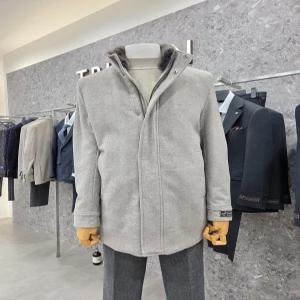 [트루젠]퍼카라 탈부착 캐시미어 울혼방 덕다운 하프숏 체스트 코트