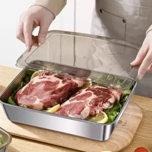 채소 보관 사각트레이 스텐 야채통 세트 밀폐용기