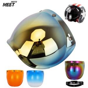 버블 미러 바이크 오토바이 헬멧 세 버튼 타입 레트로 복고풍 엔틱 스타일 렌즈 쉴드 바이저 액세서리 헬멧