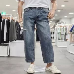 남녀공용 구제 워싱 와이드 데님팬츠(JQ3DPU533)DG