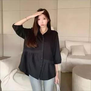 [하프클럽/셀러허브_여성트랜드패션]여자 2컬러 7부소매 블라우스 카라셔츠