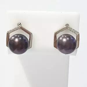 [셀러허브 패션][블루케이] 담수 흑진주 원석 귀걸이230811-22탄생석