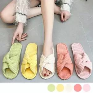 파스텔색 벨벳 리본 슬리퍼 아늑한 말랑 쿠션 슬리퍼 거실실내화 여자슬리퍼 실내슬리퍼