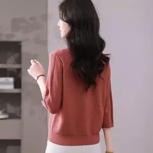 여성 데일리 롱루즈핏티 봄 여름 7부 반팔 티셔츠 쿨링 상의 루즈핏 슬림핏 니트 스포M1