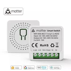 Matter WiFi 스마트 스위치 16A 스마트 홈 조명 스위치 릴레이 모듈 음성 제어 Alexa Google Homekit Smart