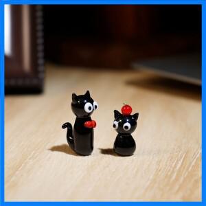 블랙 키튼 수제 유리 미니어처 크리스탈 데스크 컴퓨터 모니터 자동차 스크린 엣지 장식 DIY 파티오 랜드스