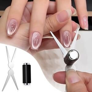 더블헤드 프렌치 네일 아트 자석 세트 3D 강력 캣아이 자석 네일 아트 젤 폴리쉬 DIY V자형 효과 매니큐어