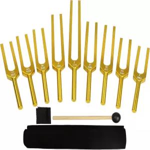 힐링을 위한 솔페지오 튜닝 포크 세트 사운드 테라피를 9개의 주파수 174Hz ~ 963Hz 힐링 공명 교육 청력