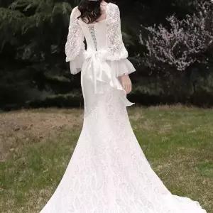 럭셔리 머메이드 셀프웨딩 스튜디오 드레스 신부 촬영 레이스 웨딩룩