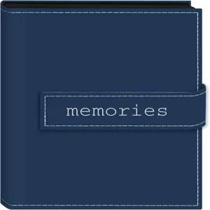 파이오니어 사진 앨범 EXP-57/BM 36포켓 5 x 7인치 자수 Memories 스트랩 바느질 가죽 커버 미니 블루