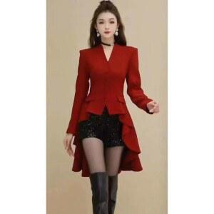 장구 댄스복 라인 자켓 라틴 레드 지휘자 공연복 정장 난타복 롱 화려한