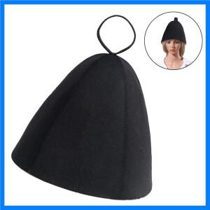 사우나 모자 두꺼운 양모 펠트 사우나 모자 머리 보호 스파 사우나 액세서리 블랙 25x23cm 목욕 보호용 펠