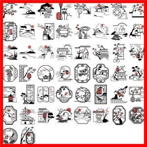 50/100PCS 블랙 화이트 고대 실루엣 스티커 팩 기타 노트북 여행가방 책상용 투명 PET 저널 데칼