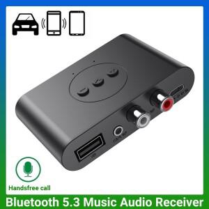 B21 신형 BT 5.3 오디오 리시버 NFC U  RCA 3.5mm AUX USB 스테레오 음악 무선 어댑터 마이크 포함 차량용
