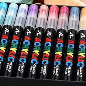 12/24색 아크릴 페인트 마커 부드러운 브러시 팁 페인팅 펜 DIY 공예품 나무 돌 캔버스 유리 천 계란