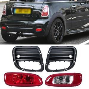 BMW MINI R56 R57 R58 R59 JCW 2005-2015 리어 바 라이트 범퍼 리플렉터 안개등 커버 전구 포함 자동차 액