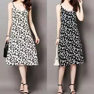 편한 끈나시 무늬 플라워 원피스 (KYR-WFFOD4P)