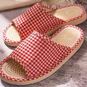 [엄지척]체크 지압거실화 260mm 기능성슬리퍼 층간소음실내화