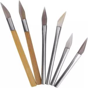 6pcs Agate 버니셔 나이프 가장자리에 있는 버니싱 도구 세트 공예 연마 도구로 귀금속을 조각하여 금