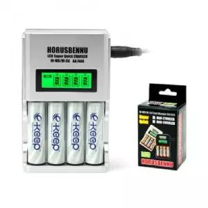 호루스벤누 에네루프 초급속충전기세트 HAD-2800LCD e-Keep AAx4개포함 (차량겸용 AA.AAA)전지충 건충 건충