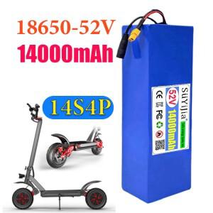 52V 14S4P 14000mah 고용량 18650 리튬 배터리 1500W 밸런스 카 자전거 스쿠터 세발자전거용 BMS 포함 + 58