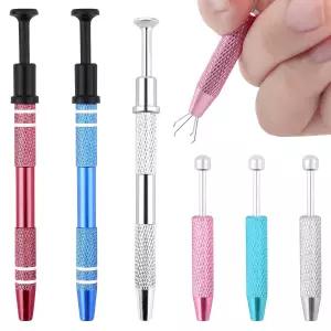 6개의 피어싱 볼 그래버 도구 세트 2개의 교체 4개의 집게 다이아몬드 핀셋으로 보석을 쉽게 교체할 수