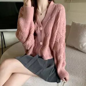 여성 봄 가을 가오리핏 크롭니트 가디건 간절기 2컬러 아우터