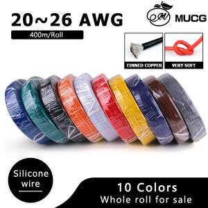 400m롤 10색 실리콘 와이어 내열성 케이블 전자   전기선 26 24 22 20 AWG