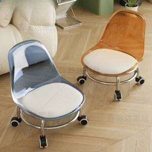 음소거 좌석 아크릴 어린이를위한 의자 세련된 기능성 휠이있는 인터넷 차이 풀리 작은 낮은