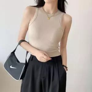 크롭민소매 크롭티셔츠 슬림핏 민소매 이너티 골지 4컬러 티셔츠