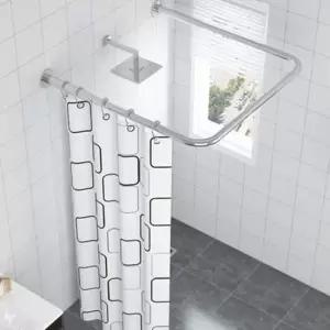 키밍 욕실 샤워커튼봉 ㄷ자 코너 곡선봉 90cm 실버