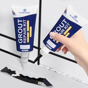 A HEYIDA 타일 줄눈 보수제 그라우트 2PCS Q 갱신 블랙 필러 제거 수리 라인 페인트 욕실 채우기 인테리어 줄눈셀프시공 바닥용 주방 도구가있는 용 키트 360g