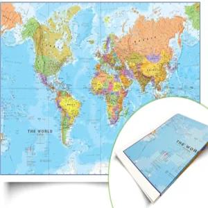 MAPS INTERNATIONAL 세계지도 2025 최신판 실크아트지 접이식 포스터 23x33