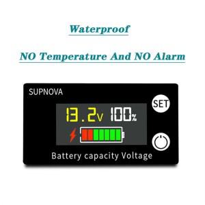 호환상품 배터리 용량 표시기 DC 8V-100V 납 산성 리튬 LiFePO4 자동차 바이크 오토바이 전압계 게이지 12V
