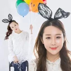 블랙레이스 파티장식 토끼머리띠 생일행사 생일파티-WD0446D