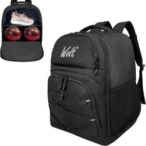 WOLT 볼링 볼백 보호 폼 패딩 및 신발 수납 공간이 있는 볼 백팩 2개 남성 사이즈 16까지 착용 가능