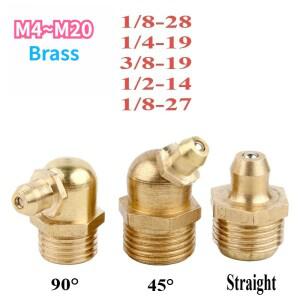 호환상품 황동 그리스 니플 피팅 기계적 윤활 노즐 직선/45도/90도 곡선 오일건 1/4-19 3/8-19 1/2-14