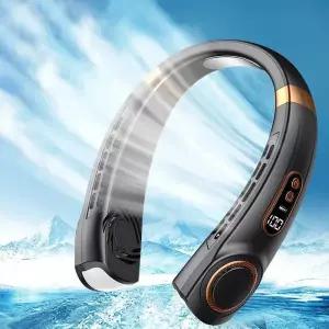 난로동력팬 2025 미니 목걸이 목 팬 휴대용 Bladeless 공기 쿨링기 디지털 디스플레이 충전식 에어컨 인공