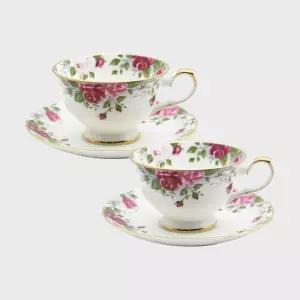 한국도자기 홍차 찻잔 2인 세트 로즈 부모님 커피잔 선물