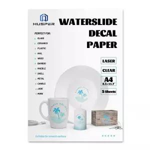 A4 크기 레이저 클리어 워터 슬라이드 데칼 용지 5 매 종이 소재 전송 공예품 용 인쇄 가능한