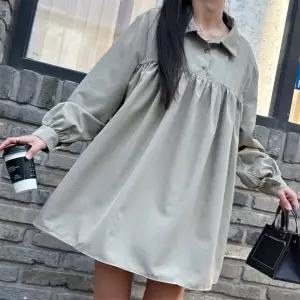 여자 핀턱 셔링 오버핏 퍼프 봄 데이트룩 미니원피스