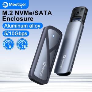 Meetiger M.2 NVMe SSD 인클로저 NGFF SATA 어댑터 도구 용 5/10Gbps PCIe 외부 케이스  내장 냉각 조끼