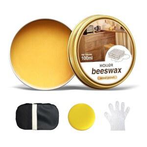 가구용 MOLOR 무독성 목재 왁스 - 페인트 및 원목 표면, 나무 바닥 등을 밀봉하고 보호하는 100% 천연 초크 투명 보호 마감, 3.5온스(도구 포함)